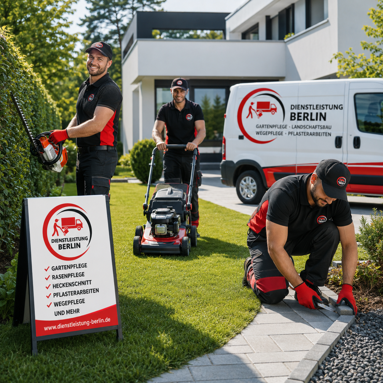 Zeidfirma Team beim Heckenschnitt